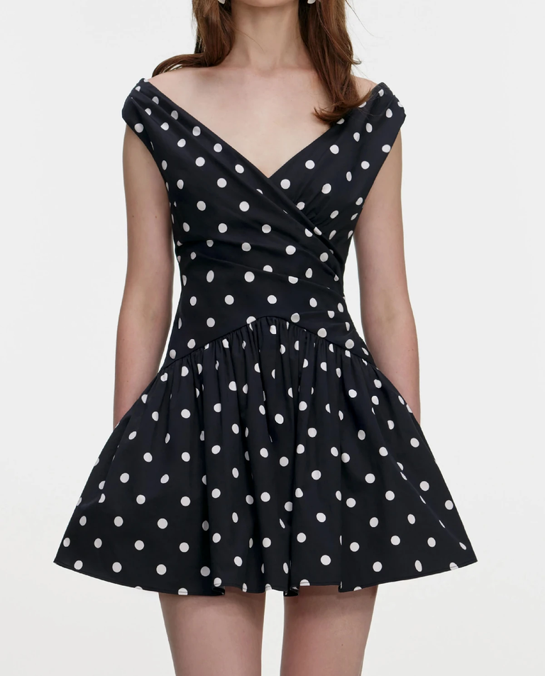 Czarna sukienka mini w groszki - Image #3
