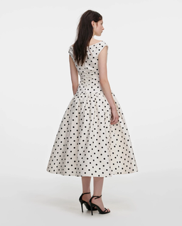 Kremowa sukienka midi w groszki - Image #2