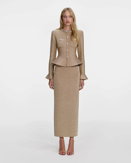 Złota sukienka midi z kryształkami - Image #0