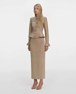 Złota sukienka midi z kryształkami - Image #1