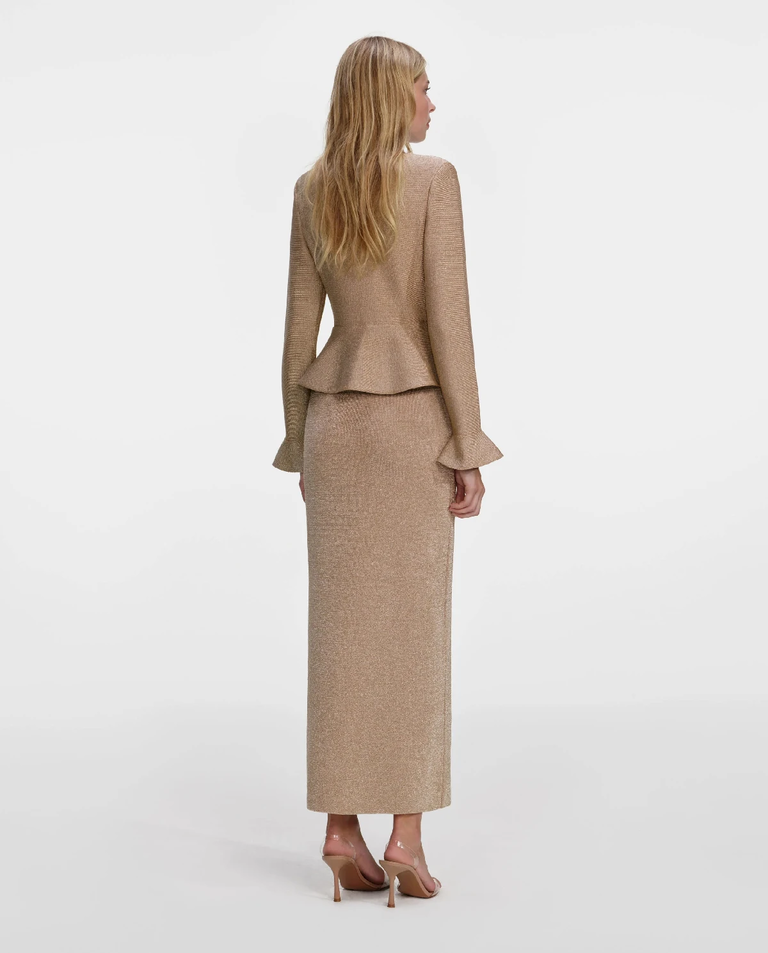 Złota sukienka midi z kryształkami - Image #2