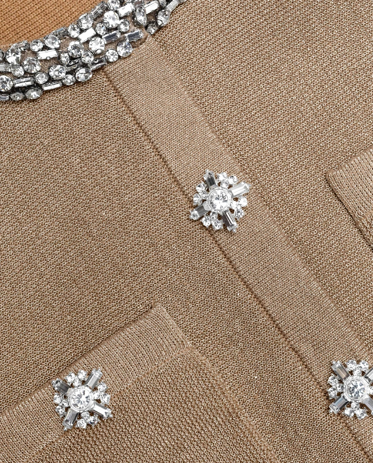 Złota sukienka midi z kryształkami - Image #4