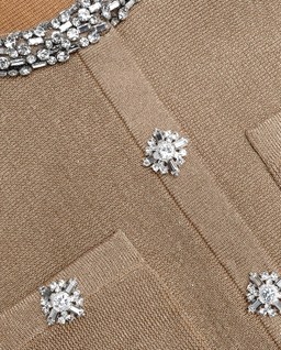 Złota sukienka midi z kryształkami - Image #4