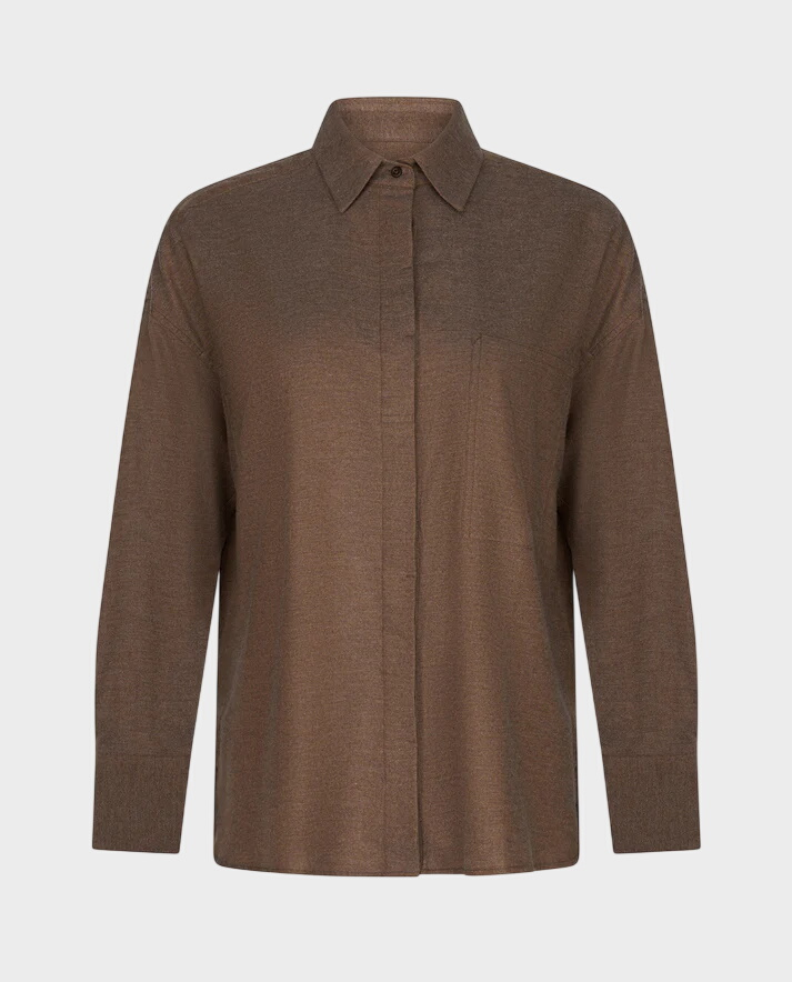 Brązowa koszula z bawełny Elise - Image #1