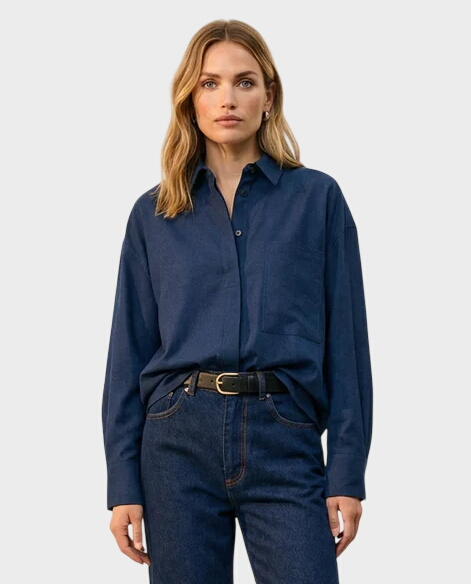 Niebieska koszula z bawełny Elise - Image #0