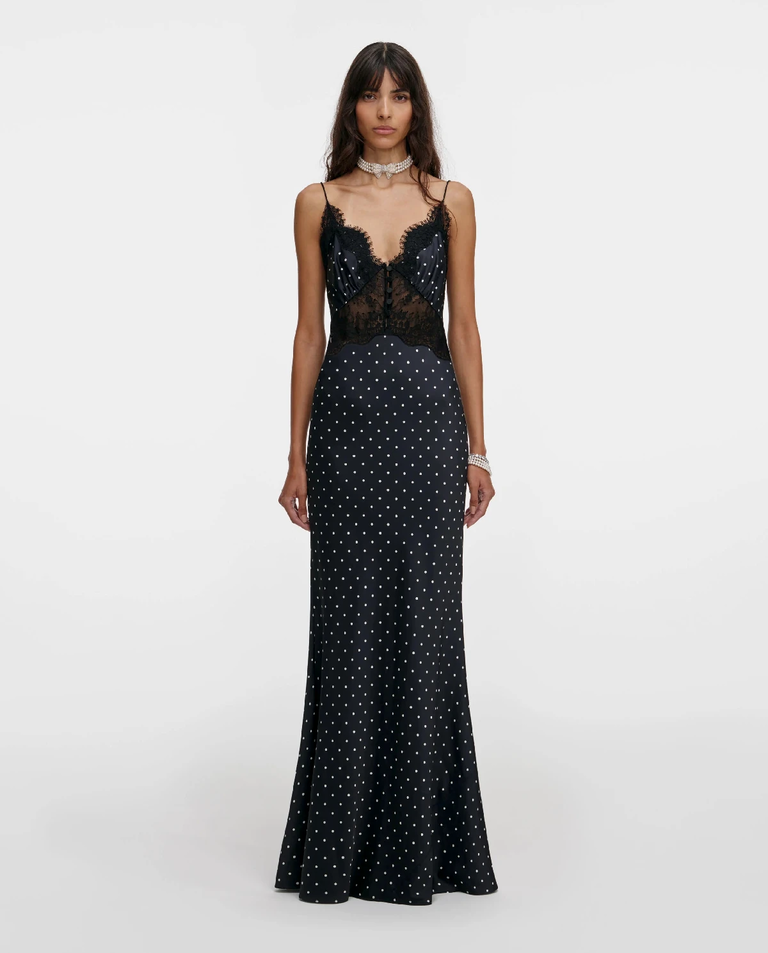 Satynowa sukienka w groszki