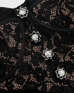 Czarna koronkowa sukienka midi - Image #4