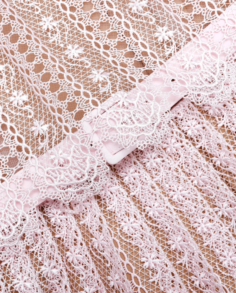 Różowa koronowa sukienka midi - Image #4