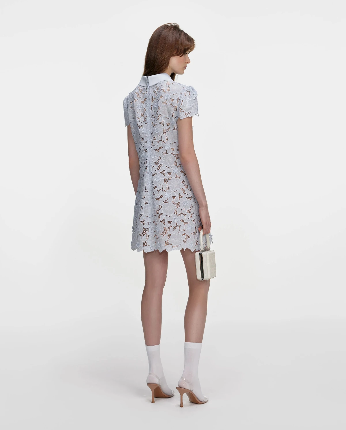 Niebieska koronkowa sukienka mini - Image #2