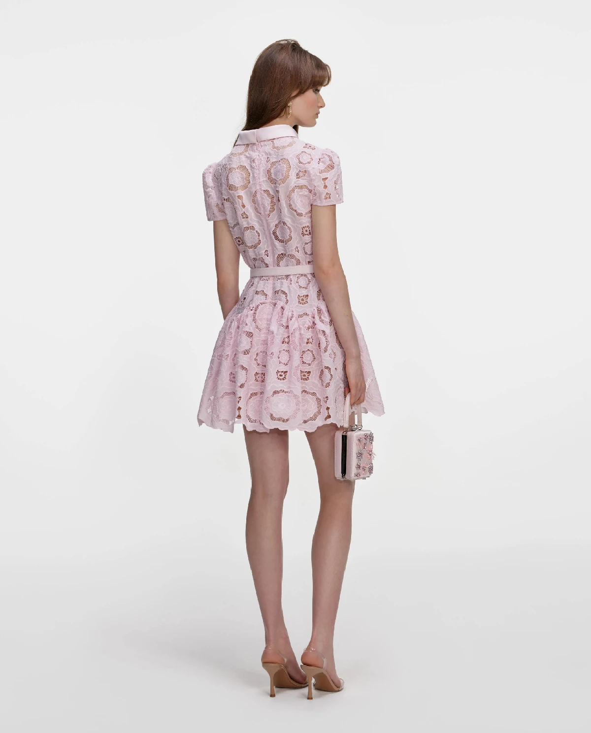 Różowa koronkowa sukienka mini - Image #2