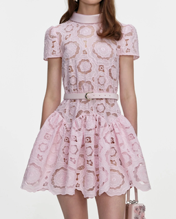 Różowa koronkowa sukienka mini - Image #3