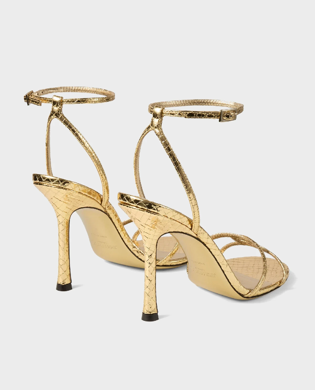 Złote sandały na szpilce Leo 100 - Image #3