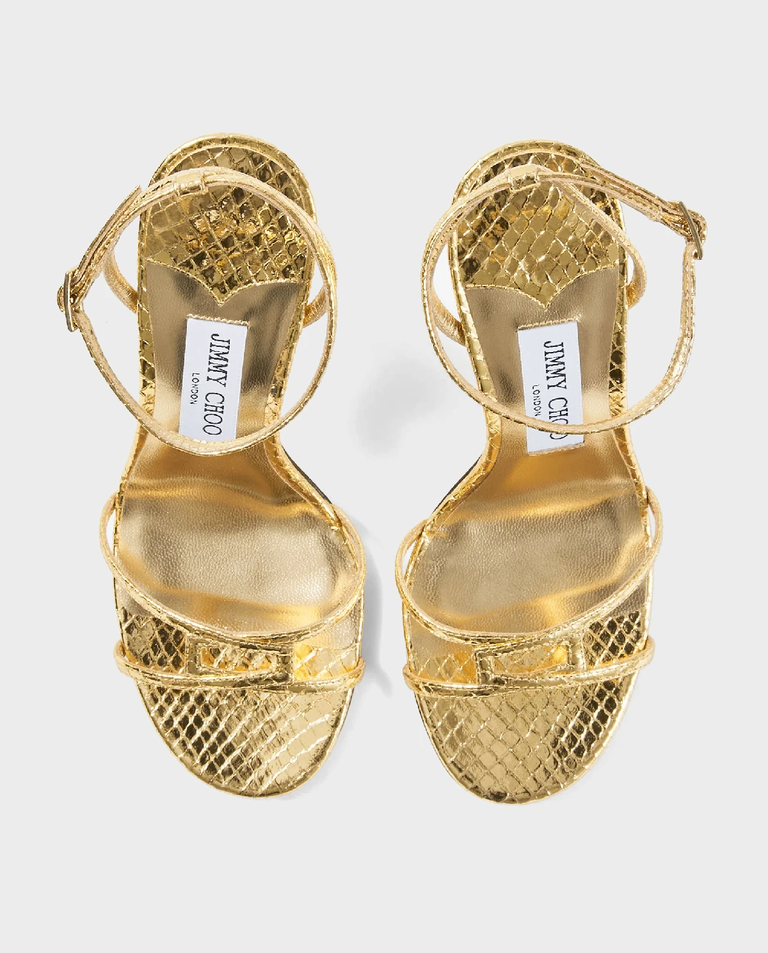 Złote sandały na szpilce Leo 100 - Image #4
