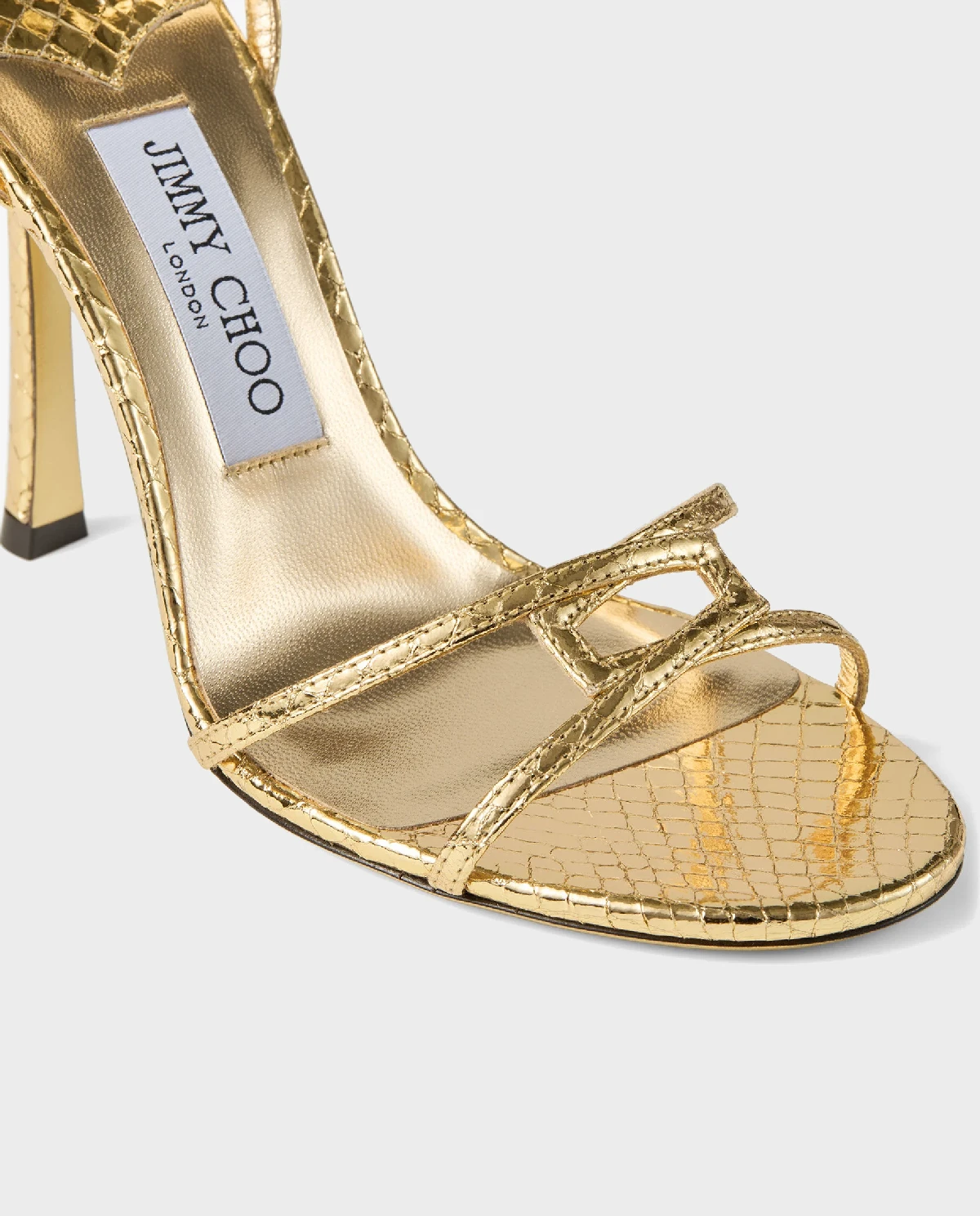 Złote sandały na szpilce Leo 100 - Image #5