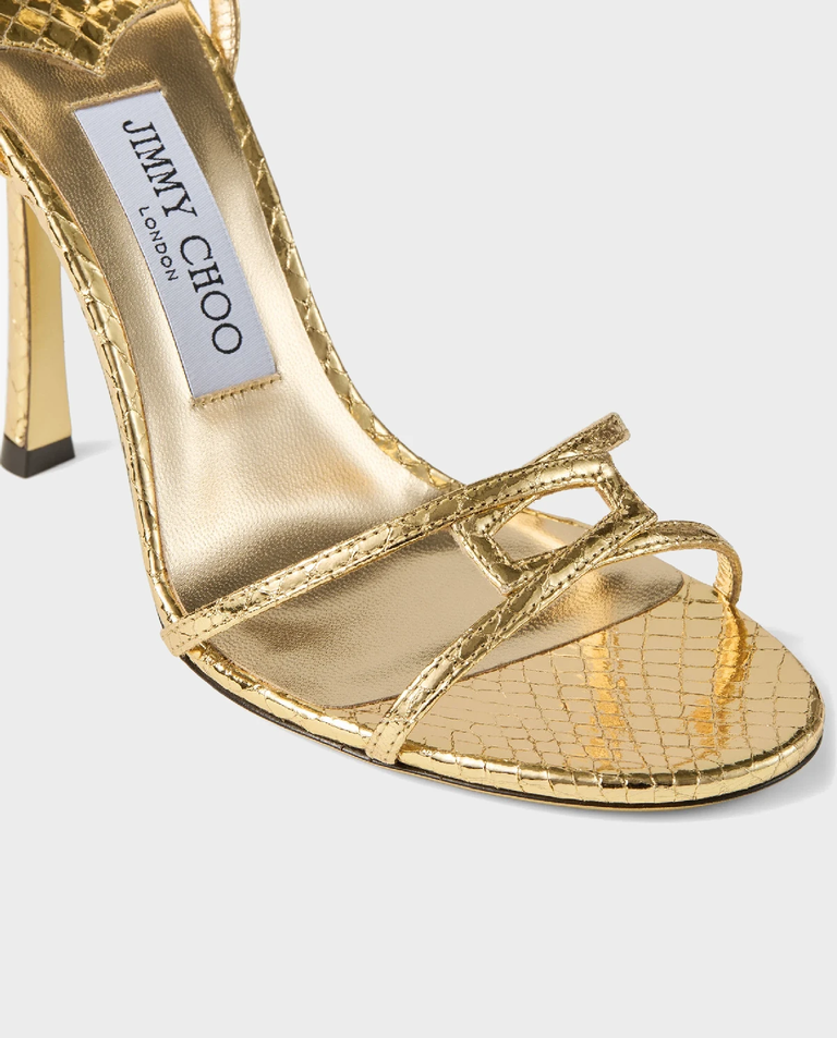 Złote sandały na szpilce Leo 100 - Image #5