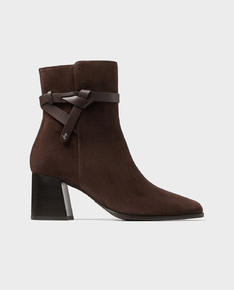 Zamszowe brązowe botki Lawton 65