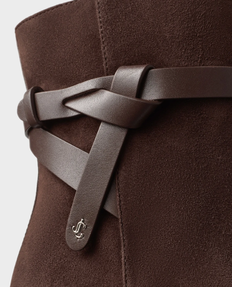 Zamszowe brązowe botki Lawton 65 - Image #4