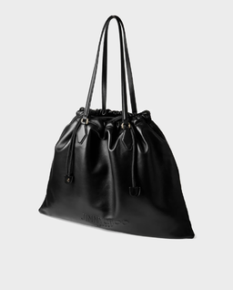 Czarna skórzana torba Drawstring Large - Image #2