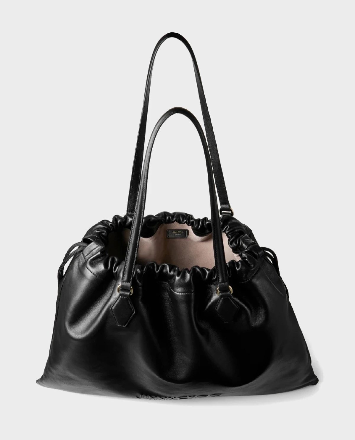 Czarna skórzana torba Drawstring Large - Image #3