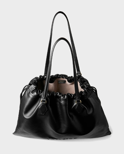 Czarna skórzana torba Drawstring Large - Image #3