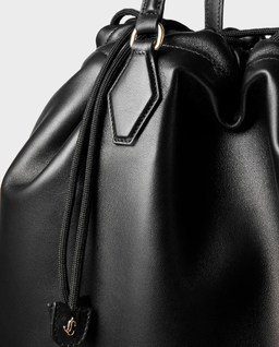 Czarna skórzana torba Drawstring Large - Image #4