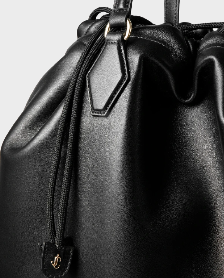 Czarna skórzana torba Drawstring Large - Image #4