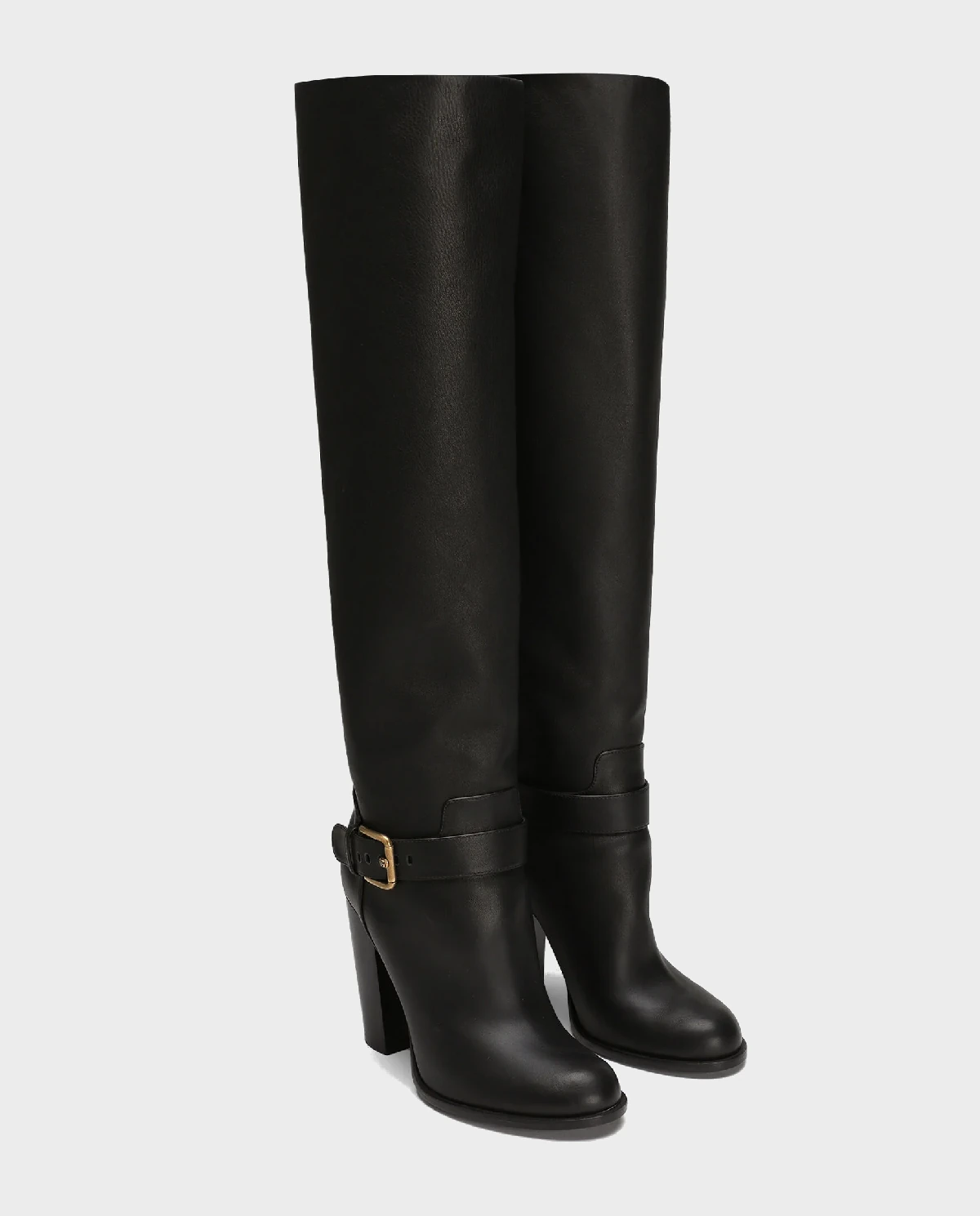 Czarne skórzane kozaki na obcasie 105 - Image #1