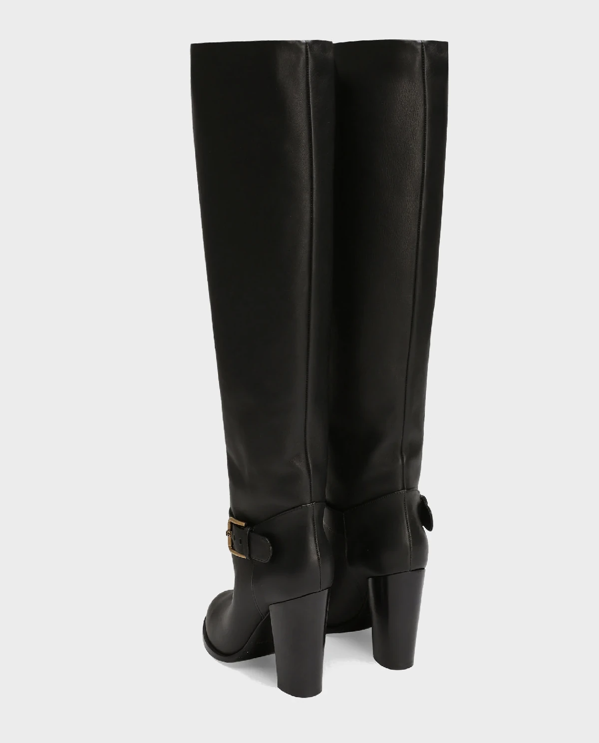 Czarne skórzane kozaki na obcasie 105 - Image #2