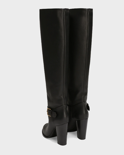 Czarne skórzane kozaki na obcasie 105 - Image #2