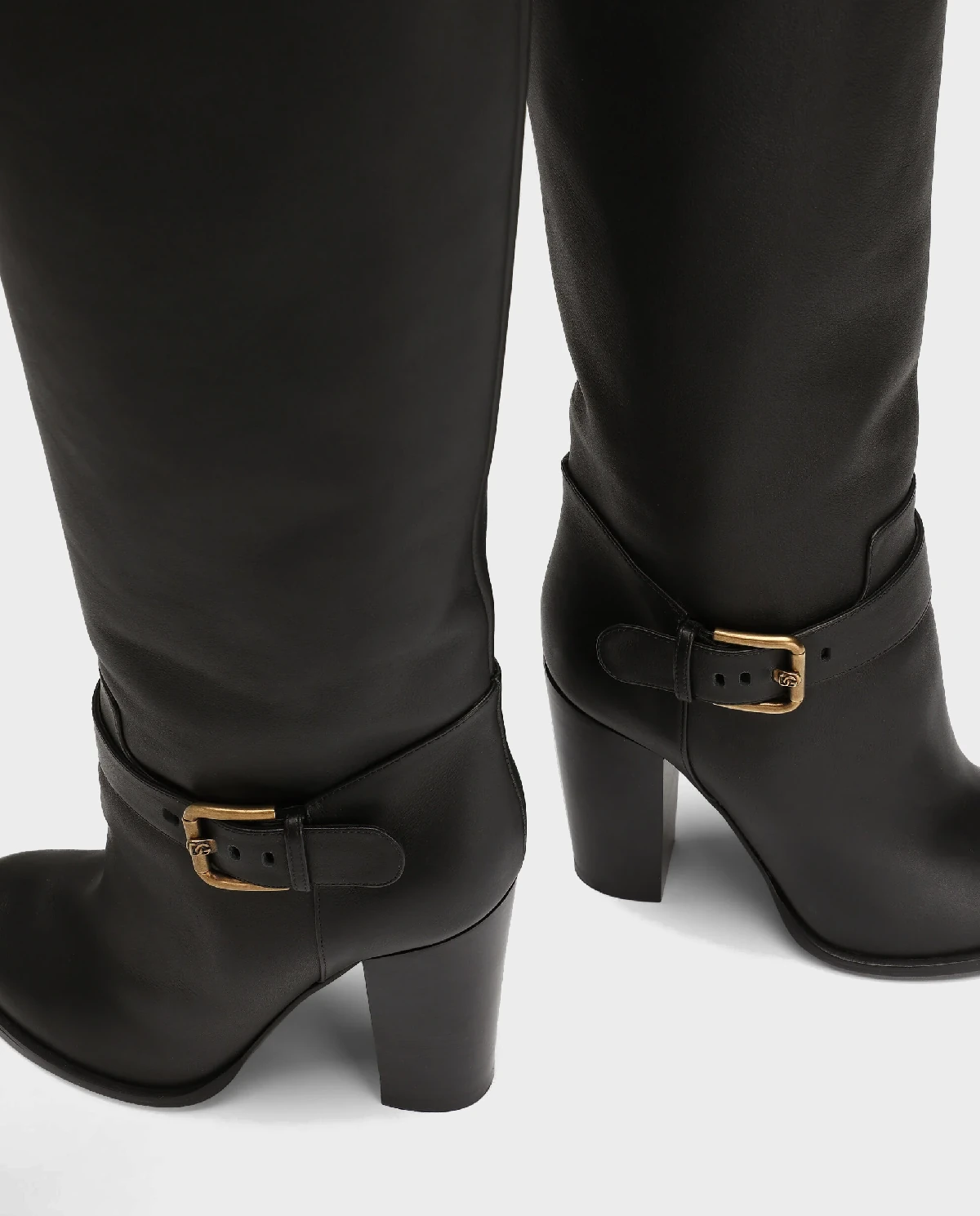 Czarne skórzane kozaki na obcasie 105 - Image #3