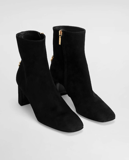 Czarne zamszowe botki na obcasie 60 - Image #1