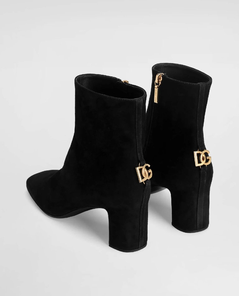 Czarne zamszowe botki na obcasie 60 - Image #2