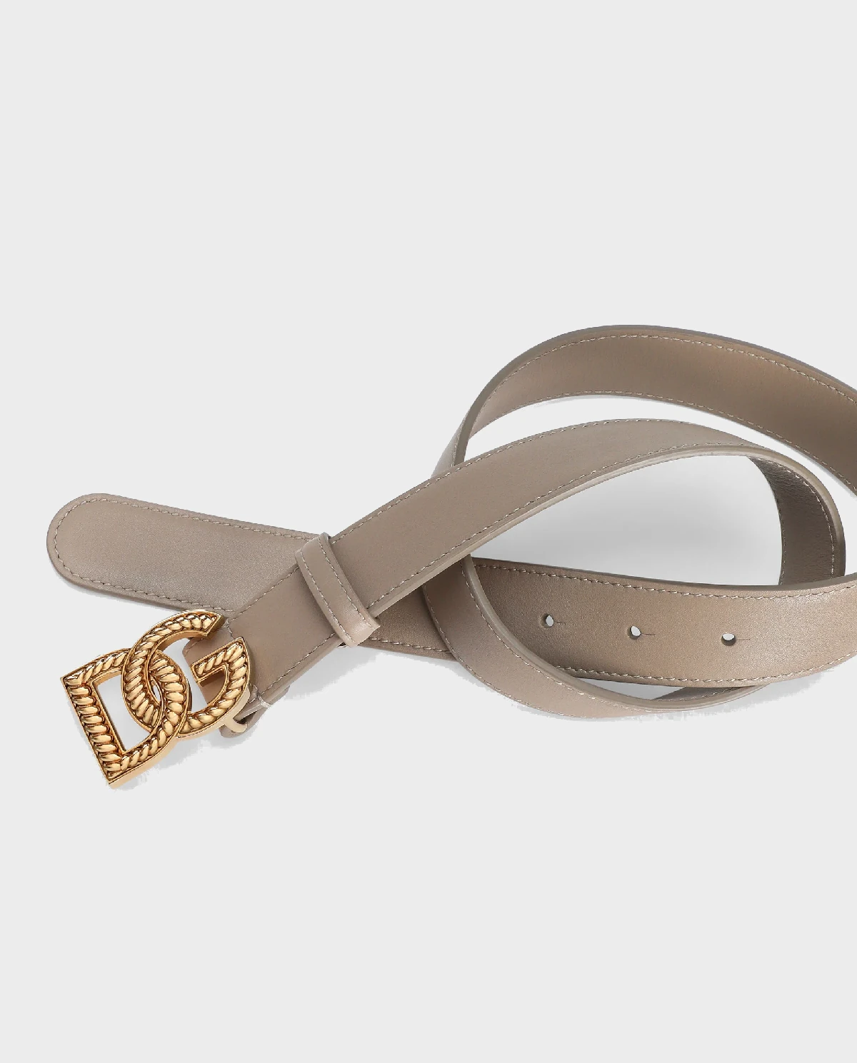 Beżowy skórzany pasek z logo - Image #2