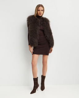 Brązowa futrzana kamizelka - Image #3