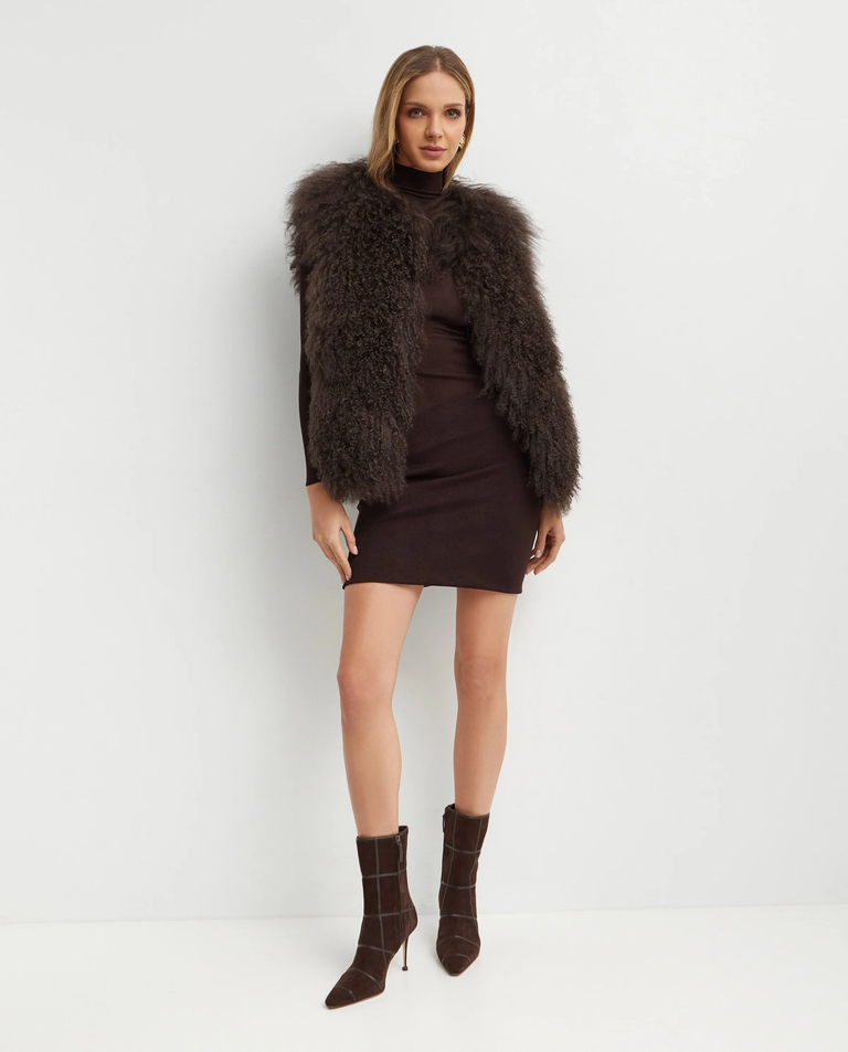 Brązowa futrzana kamizelka - Image #3