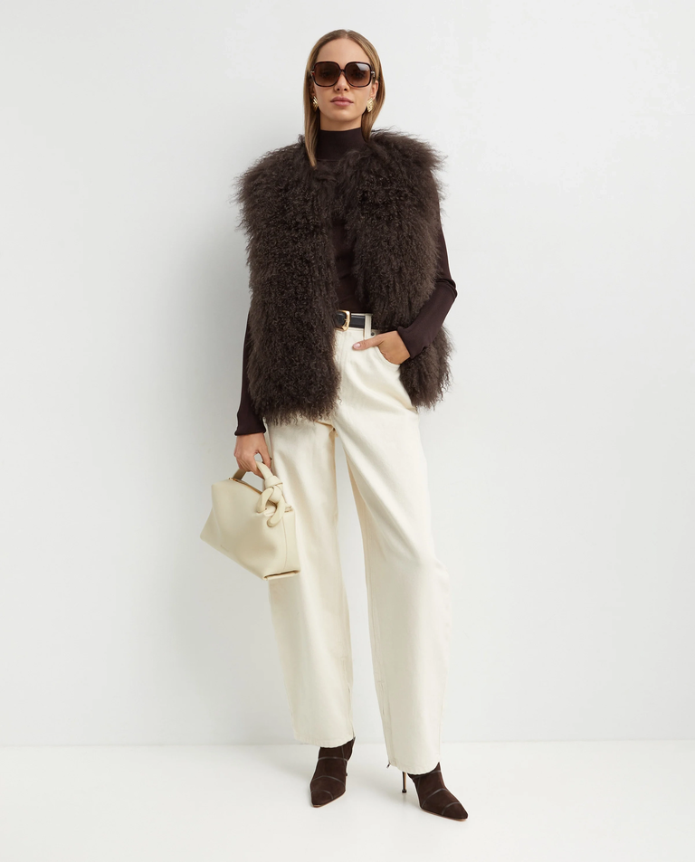 Brązowa futrzana kamizelka - Image #2