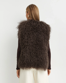 Brązowa futrzana kamizelka - Image #4