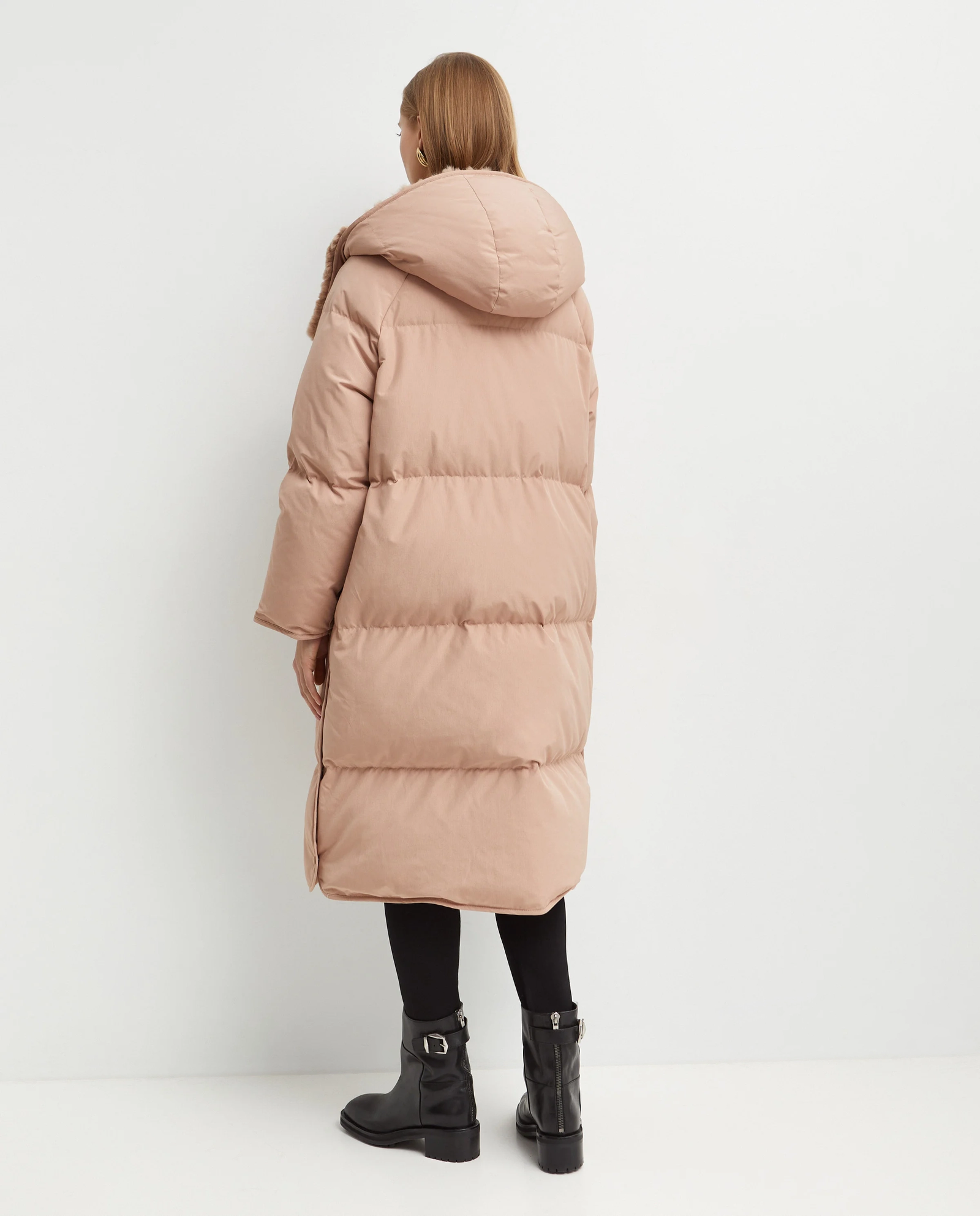 Pudroworóżowy płaszcz puchowy - Image #4