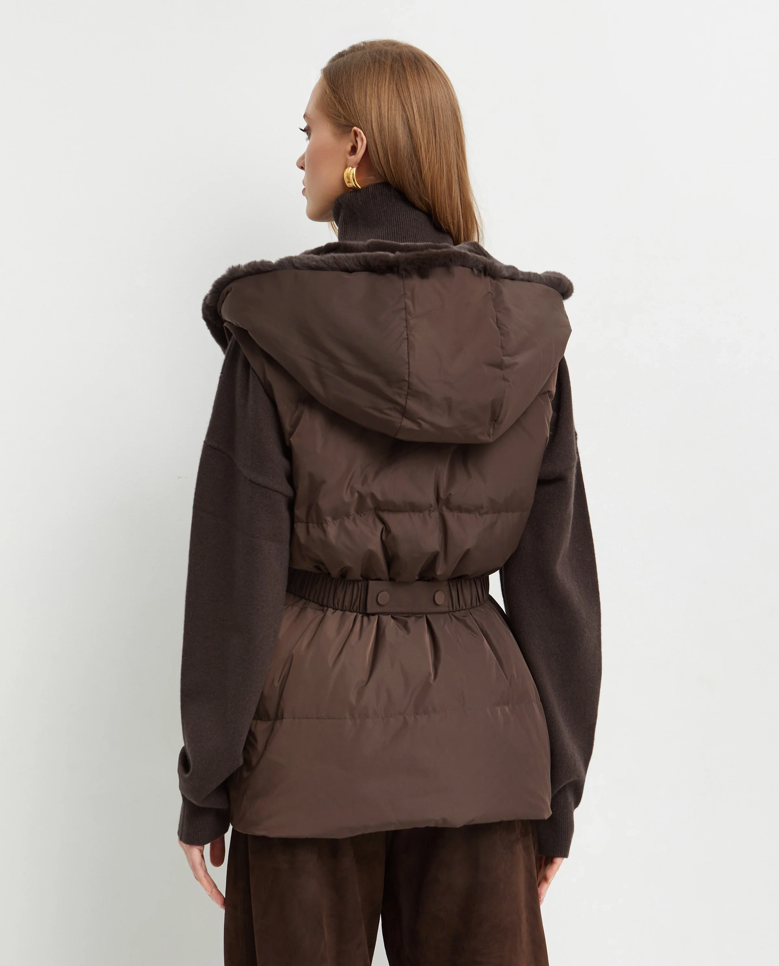 Brązowa taliowania kamizelka - Image #5