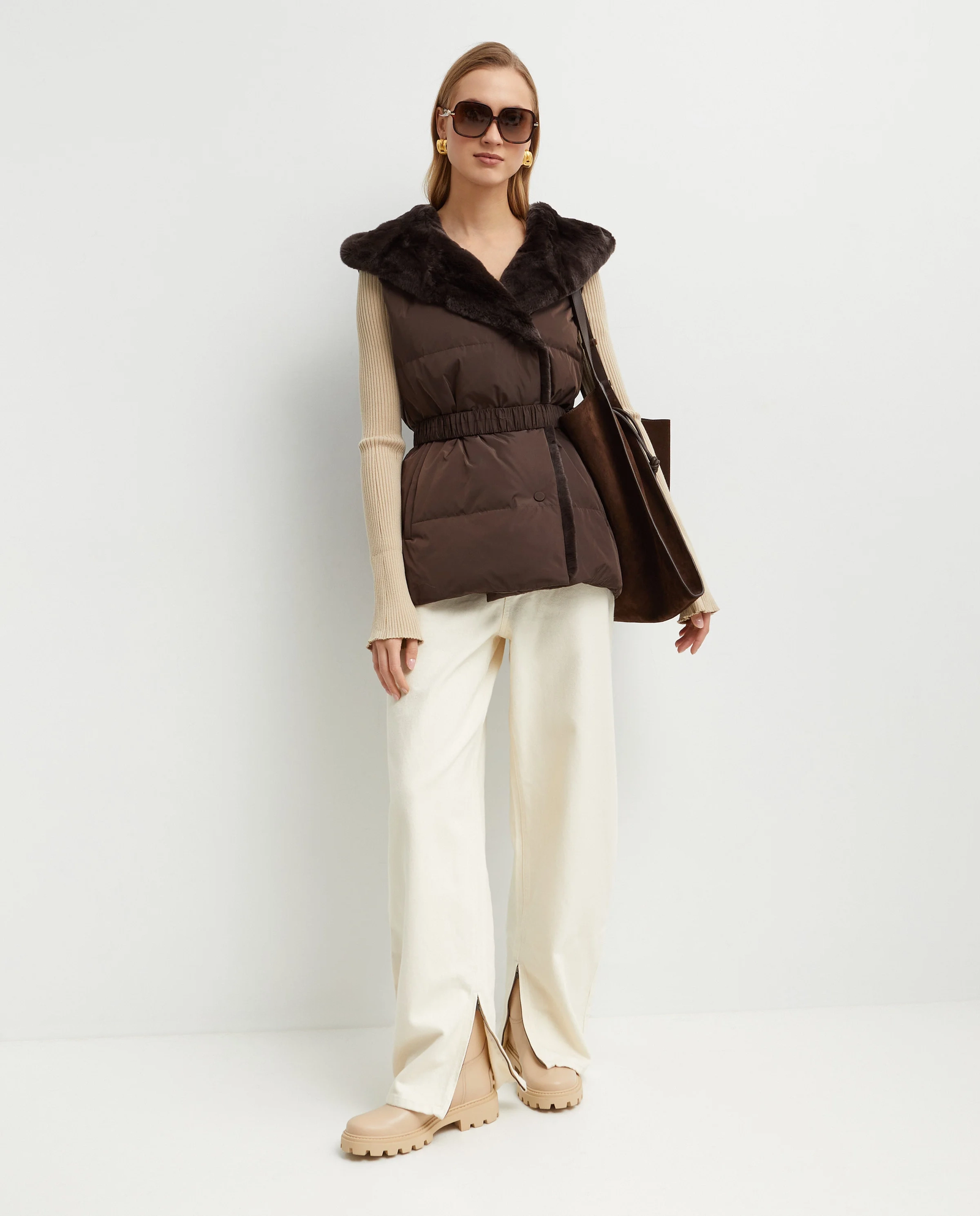 Brązowa taliowania kamizelka - Image #3