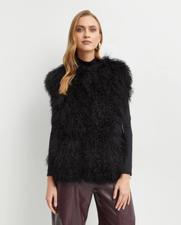 Czarna futrzana kamizelka - Image #0