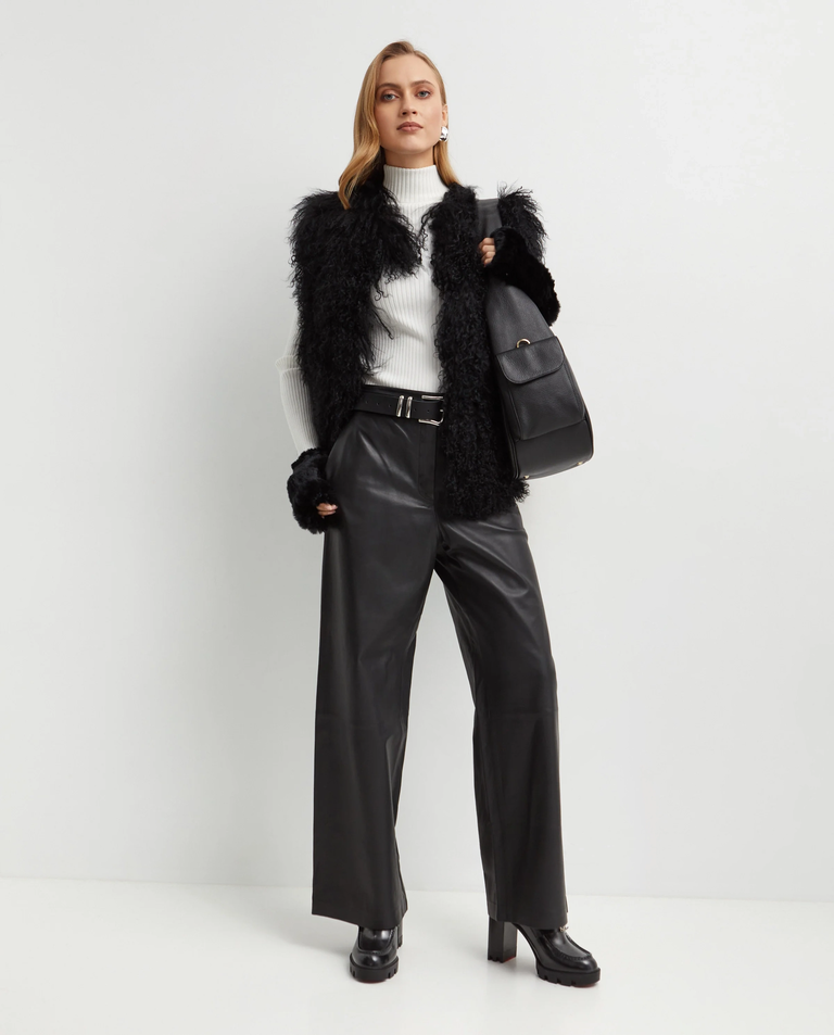 Czarna futrzana kamizelka - Image #3