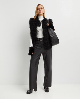 Czarna futrzana kamizelka - Image #4