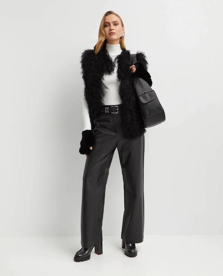 Czarna futrzana kamizelka - Image #4