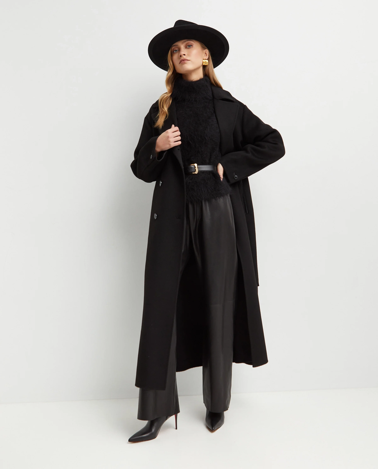 Czarny dwurzędowy trencz - Image #3