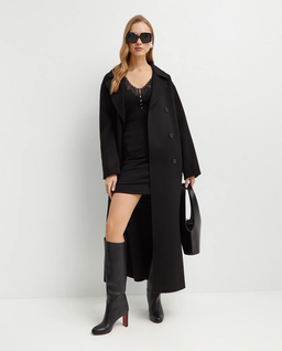 Czarny dwurzędowy trencz - Image #2