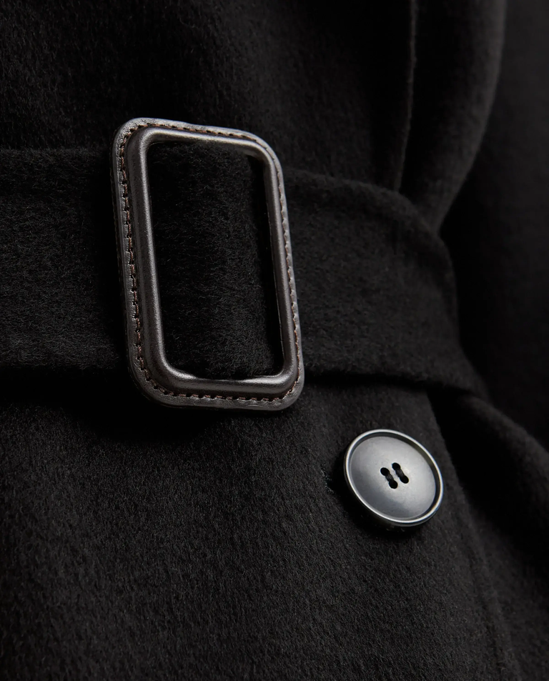 Czarny dwurzędowy trencz - Image #5