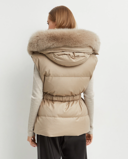 Beżowy bezrękawnik z kapturem - Image #3