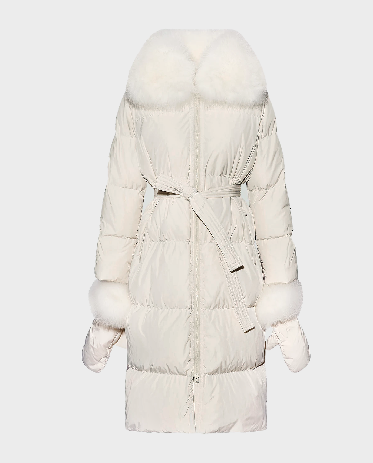 Puchowy płaszcz z futrzanym kołnierzem - Image #1