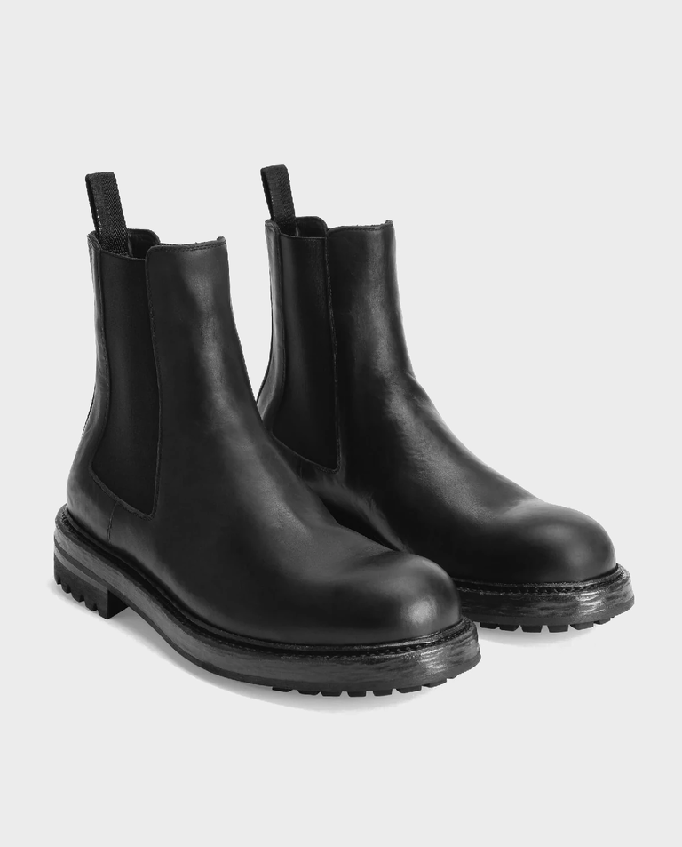 Czarne skórzane botki Beatles